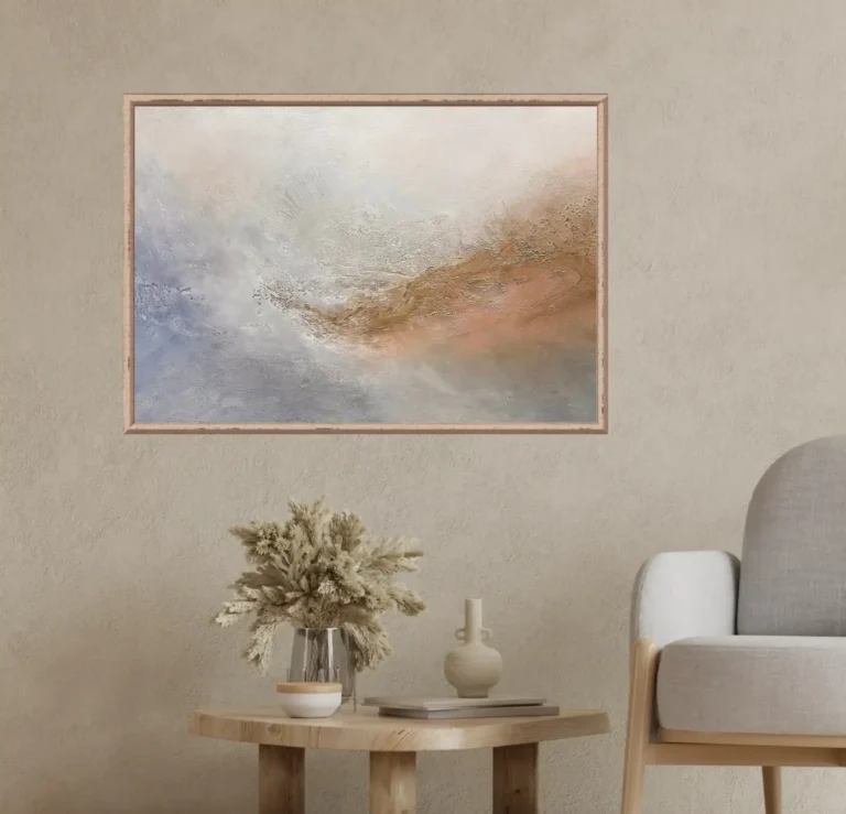 pastelowy obraz strukturalny ze złotem Blisko światła Iwona Ceremuga